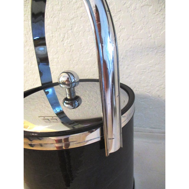 Art Deco 1970s Kraftware Silver & Black Faux Marble Ice Bucket For Sale - Image 3 of 7