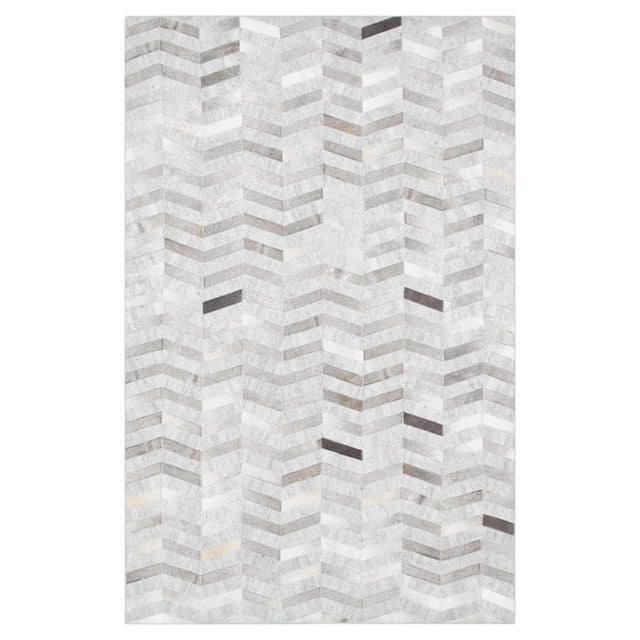 Galaxy Cowhide & Sari Silk Silver Area Rug, 5' 0'' X 8' 0'' For Sale - Image 4 of 4