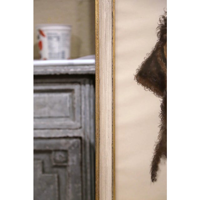 Brown 19th Century English Framed Cocker Spaniel Puddle Mix Pastel Signed F. Watz For Sale - Image 8 of 11