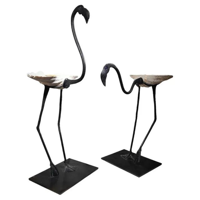 Life Size Flamingo Sculptures in Wrought Iron, 1940s, Set of 2 For Sale - Image 13 of 13