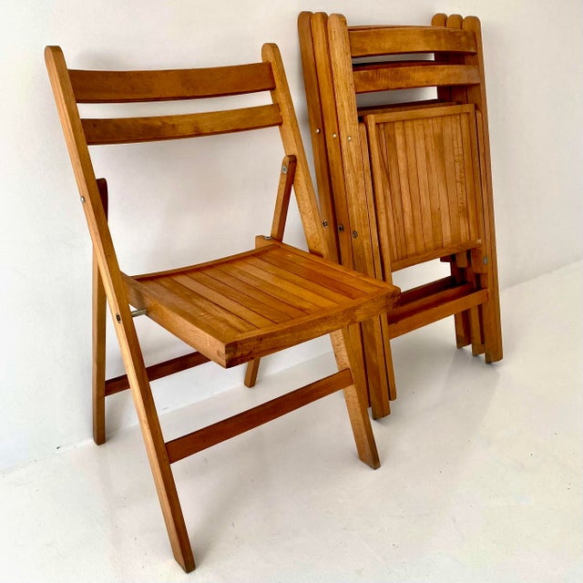 Striking Mid Century Solid Wood Folding Chairs. Made in Yugoslavia For Sale - Image 13 of 13
