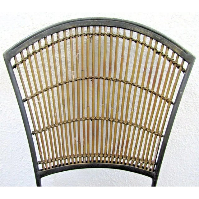 1960s Vintage Mid-Century Iron and Bamboo Side Chair For Sale In Miami - Image 6 of 8