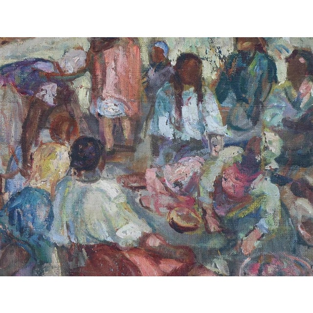 Soviet Era Oil Painting: Ukrainian Family Holiday, 1970s 54-70 For Sale - Image 4 of 6