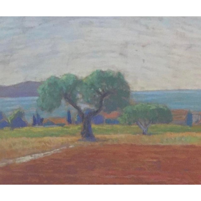 Emaire, Oliviers et bord de mer, Pastel on Paper, Framed For Sale - Image 9 of 9