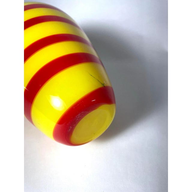 Red 1920s Bohemian Red & Yellow Swirled Art Glass Vase For Sale - Image 8 of 10