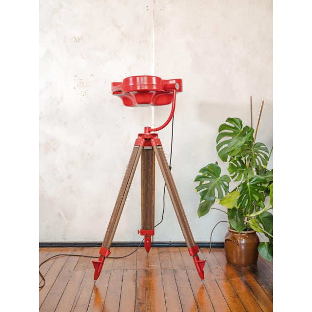 Surgical Hospital Spotlight Floor Lamp on Wooden Tripod from Heraeus Hanaulux, 1990s For Sale - Image 4 of 16