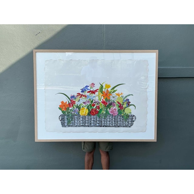 This monumental original watercolor painting is a breathtaking celebration of botanical beauty, perfectly capturing the...