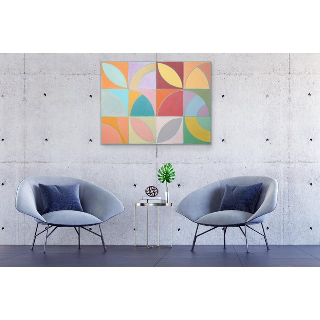 Burnt Orange 2026, Art Deco Motifs, Florida Flora, Bauhaus Painting on Canvas, Vivid Tones Palette, Mosaic by Natalia Roman For Sale - Image 8 of 8