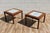 Beautiful pair of Danish modern rosewood side tables dating from the 1970s, featuring striking decorative ceramic tile...