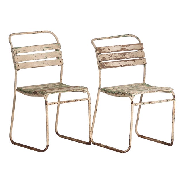 Vintage White Garden Chairs, 1920, Set of 4 For Sale