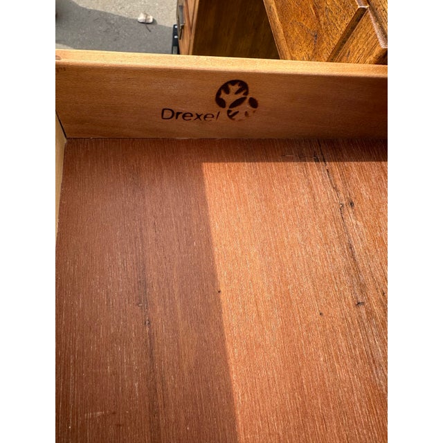 1980s Drexel Heritage Woodbriar Collection Campaign 7 Drawer Desk & Chair For Sale - Image 10 of 16