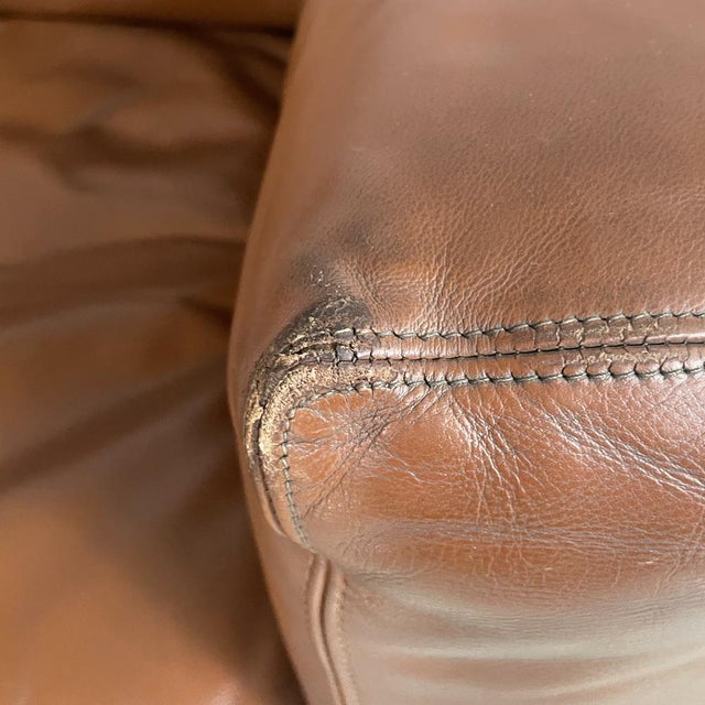 Mid-Century Italian Bastiano Sofa in Brown Leather and Black Wood attributed to Afra and Tobia Scarpa for Gavina, 1960s For Sale - Image 11 of 18