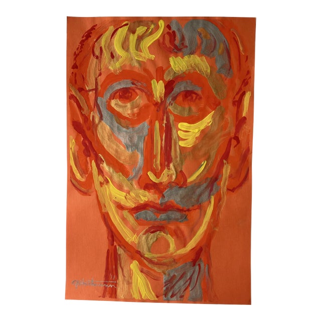 Contemporary Original E.J.Hartmann Abstract Portrait Painting Signed For Sale