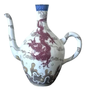 Early Porcelain Underglaze Dragon Ewer by Makuzu Kozan Meiji Period