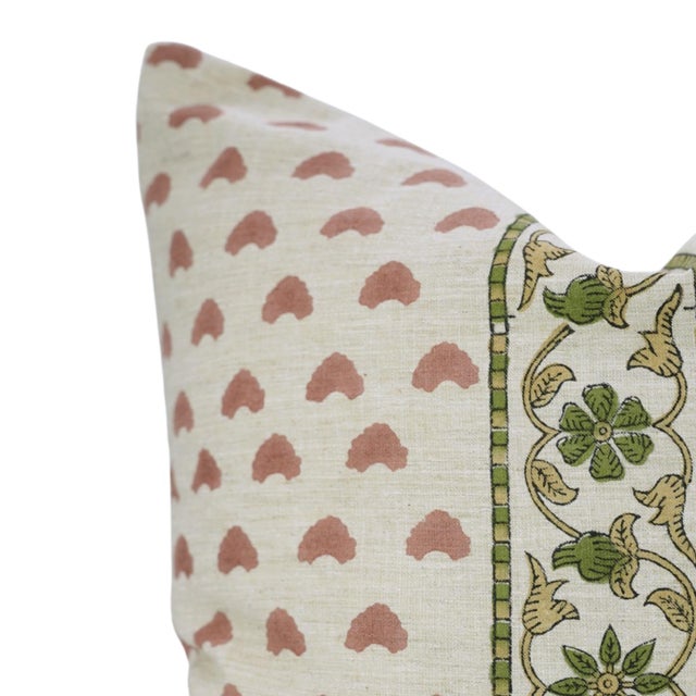 Fabdivine Linen Blend Priya Decorative Pillow Cover 18x18 Inch Hand Block Printed Throw Cushion For Sale - Image 4 of 7