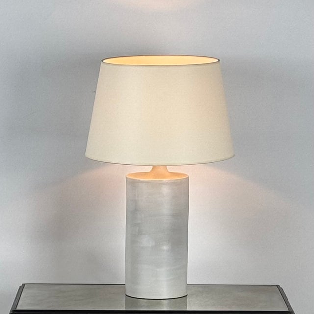 Not Yet Made - Made To Order Large Satin White 'Rouleau' Ceramic Table Lamp by Design Frères For Sale - Image 5 of 11