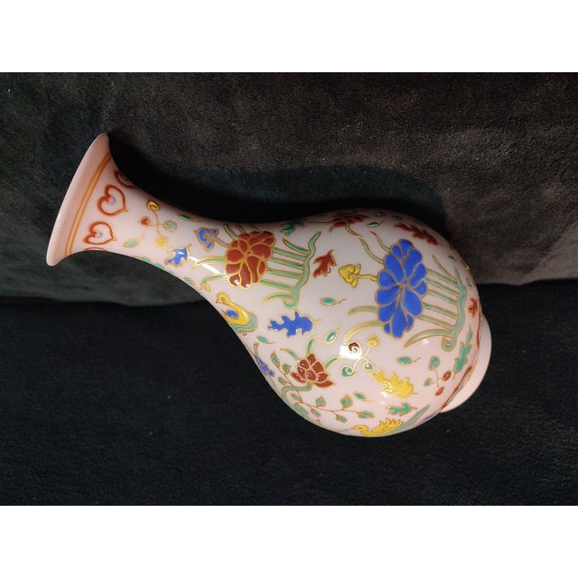 Chinese Ceramic Vase,Chenghua Marked Gold Drawing Famille Verte Porcelain Vase Hand Painted Lotus Flowers and Fishes Pattern For Sale - Image 9 of 11
