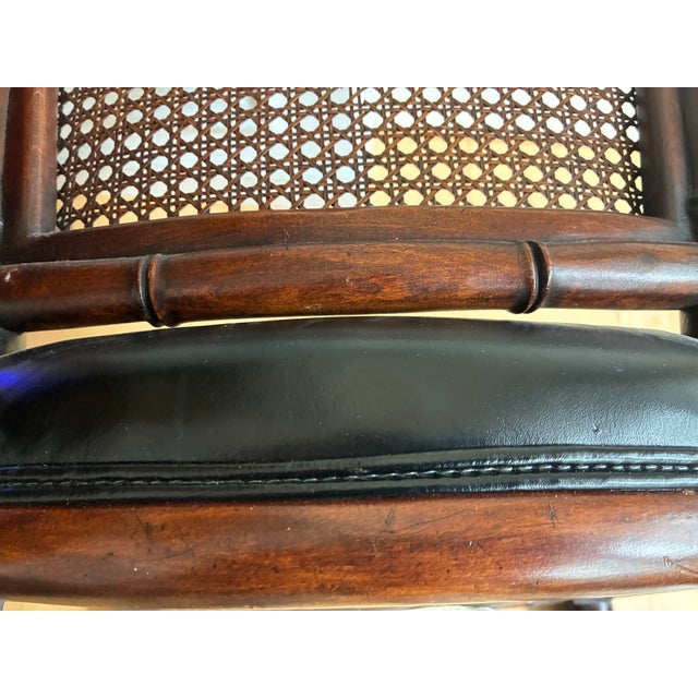 Black Karges Accent Side Chair Black Leather Cane Back Chinoiserie Style For Sale - Image 8 of 12