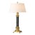 Vintage Neoclassical Brass & Black Marble Column Table Lamp — 33” Tall With Linen Shade For Sale