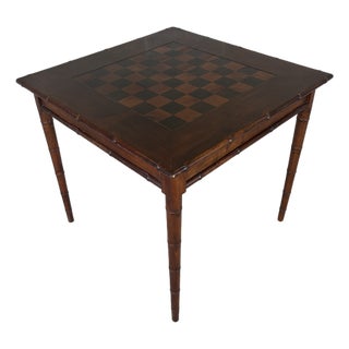 Vintage Italian Faux Bamboo Fruitwood Game Table For Sale