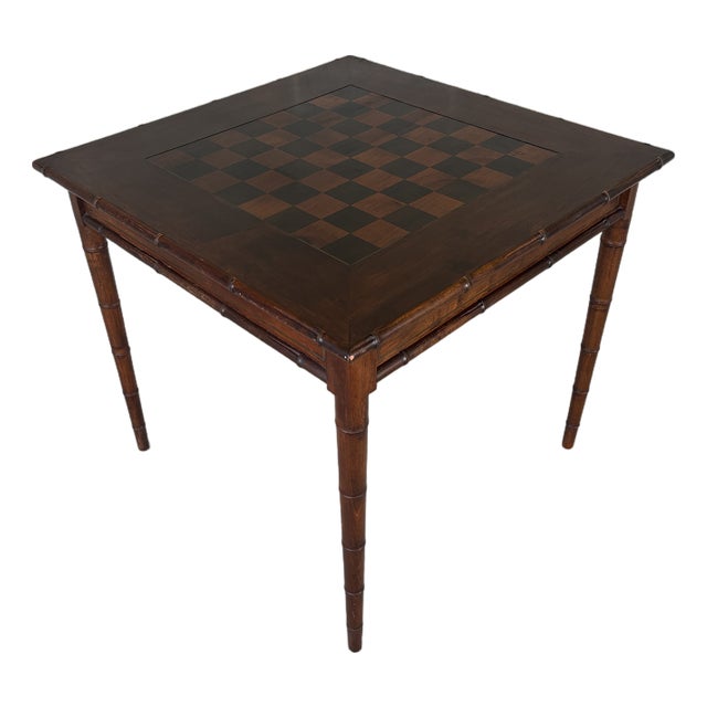 Vintage Italian Faux Bamboo Fruitwood Game Table For Sale