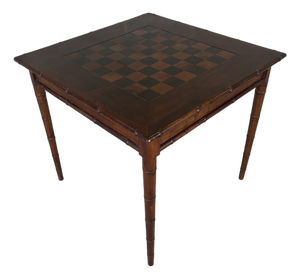Vintage Italian Faux Bamboo Fruitwood Game Table