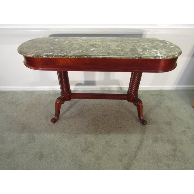 Pennsylvania House Solid Cherry Marble Top Console Table For Sale - Image 10 of 10
