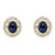 1.06 Carats Oval Royal Blue Sapphire Diamond Halo Stud Earrings- A Pair For Sale