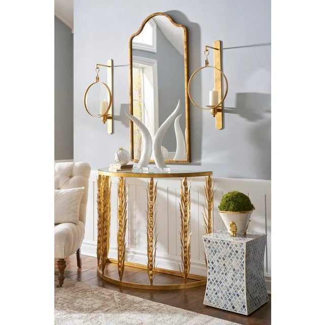 Transitional Chelsea House Scalloped Top Mirror in Gold For Sale - Image 3 of 4