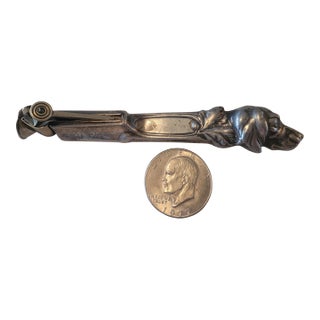 Antique c.1890 Silver Plate Figural Hound Dog Profile Cigar Cutter 6 3/8" For Sale