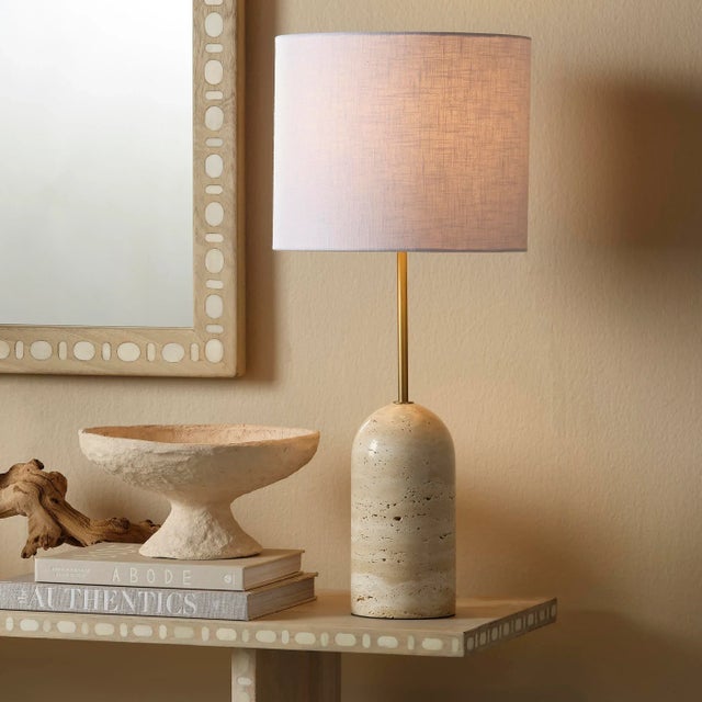 2020s Jamie Young Holt Table Lamp in Travertine For Sale - Image 5 of 6