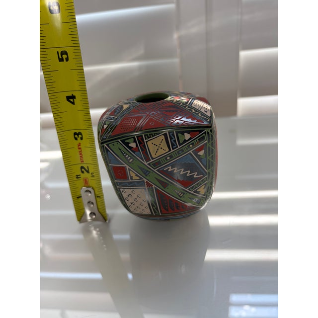 Red Signed Isidro Ortiz Mata Ortiz Pottery Vase, Mexican Folk Art Polychrome Vessel For Sale - Image 8 of 8