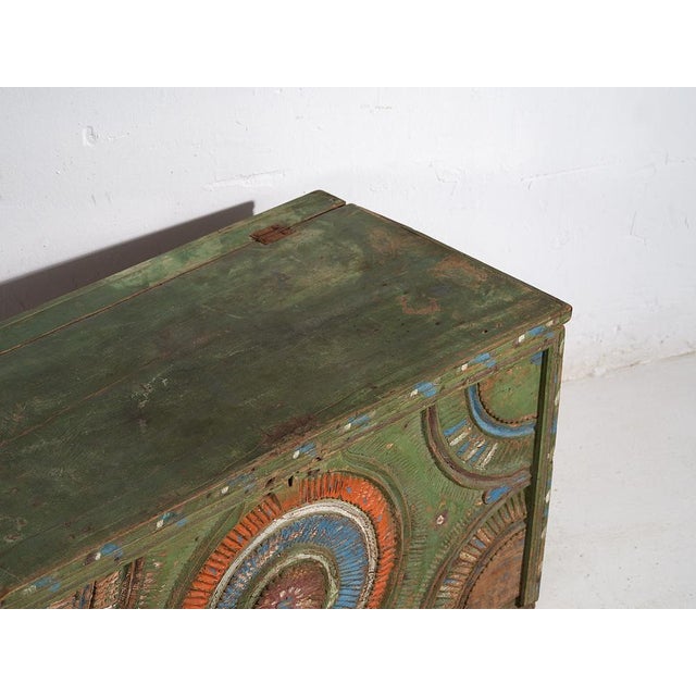 Antique carved trunk in folk art style (c.1900) Dimensions: Length: 101 cm Depth: 50 cm Height: 54 cmStyle: Folk...