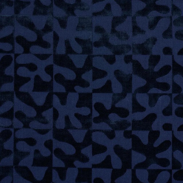 Abstract SAMPLE - Schumacher Modern Dance Velvet Fabric In Midnight Blue For Sale - Image 3 of 4