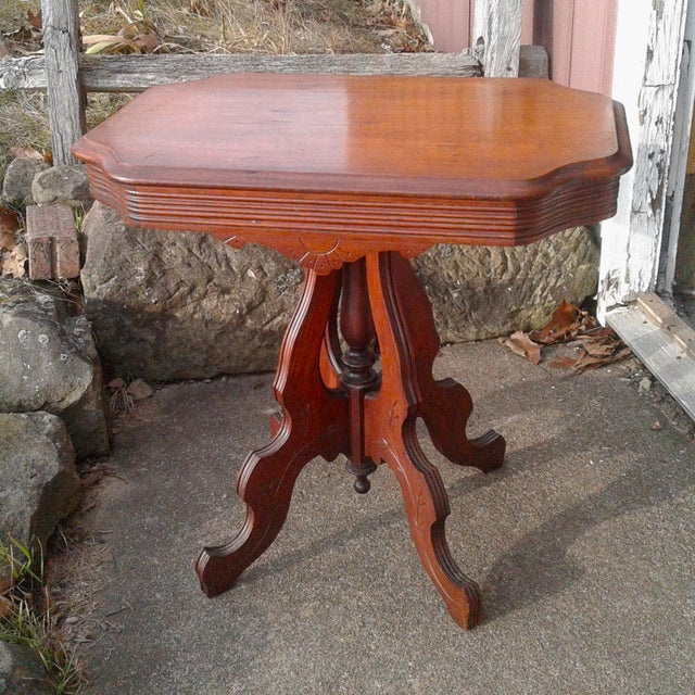 Antique Victorian Eastlake Solid Walnut Parlor Table 1870s For Sale In Cleveland - Image 6 of 18