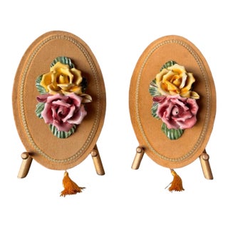 Vintage Italian Capodimonte Style Porcelain Flower Wall Plaque - Sold Separately For Sale