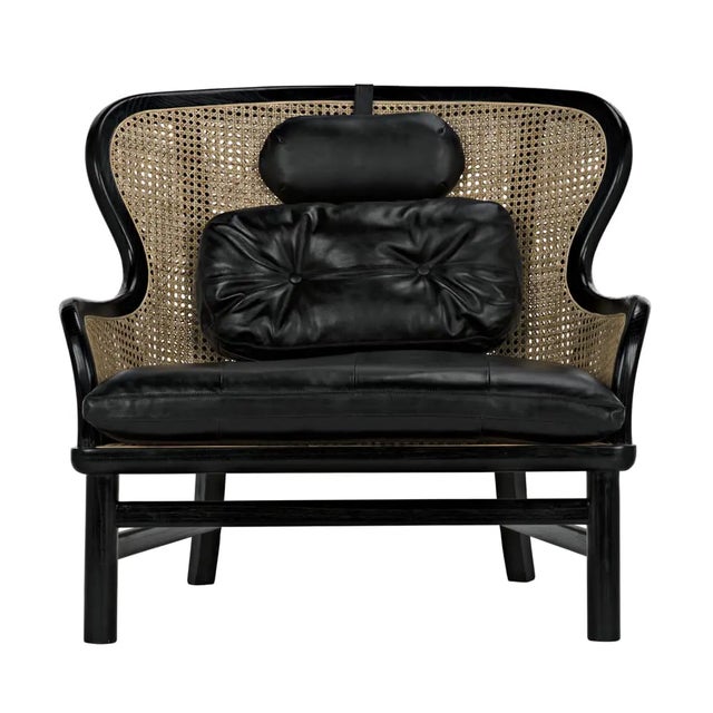 Mid-Century Modern NOIR Marabu Chair, Charcoal Black with Leather For Sale - Image 3 of 5
