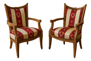 Empire Style Children's Gondola Chairs in Cherrywood with Saber Legs and Curved Front Legs, 1920s, Set of 2