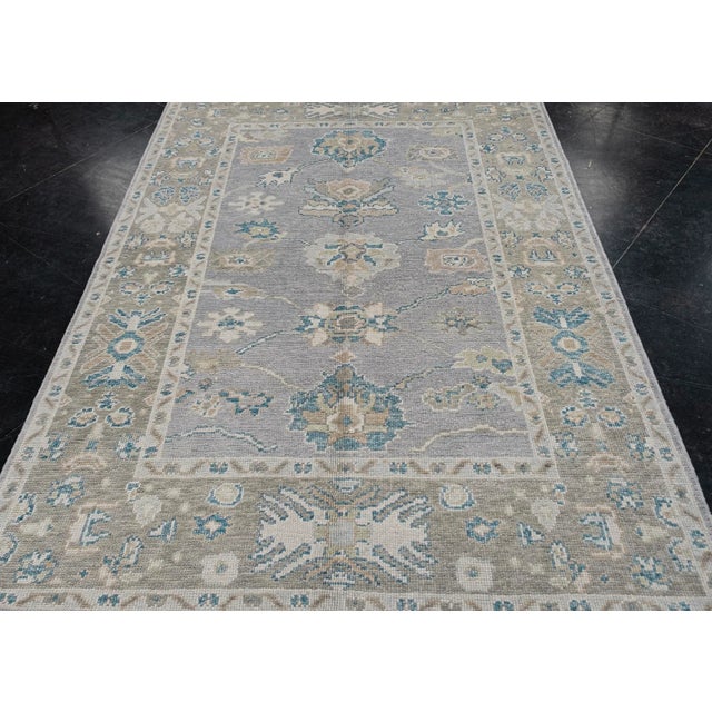 Turkish Oushak Rug Gray, Blue, Beige & Cream Handwoven Wool Rug 5'1" X 7'2" For Sale In Houston - Image 6 of 11