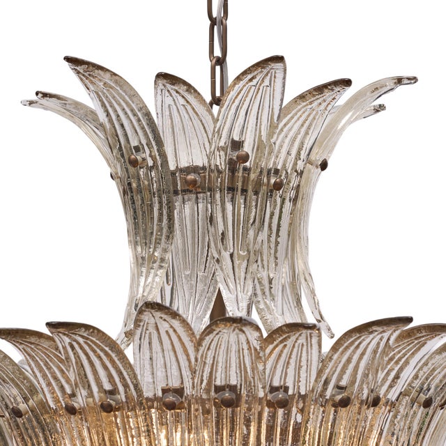 2020s Venetian Glass, Cristal’s Antico Leaf Chandelier by Barovier, Murano, Italy For Sale - Image 5 of 9
