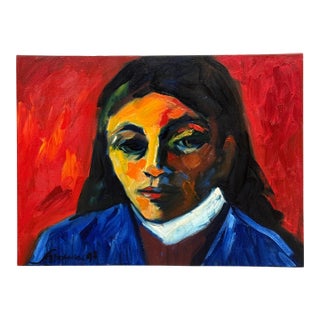 Circa 1993 Sarena Rosenfeld "One False Move" Original Painting, Signed For Sale