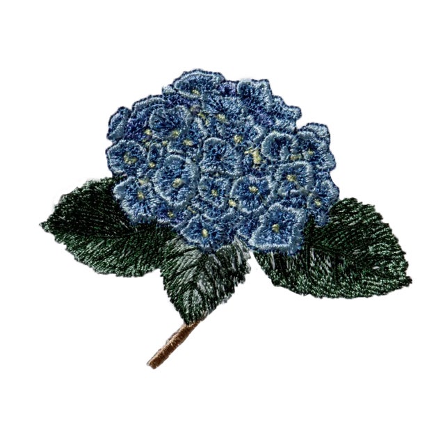 Contemporary Blue Hydrangea Too Terry Guest Towel, Embroidered For Sale - Image 3 of 6