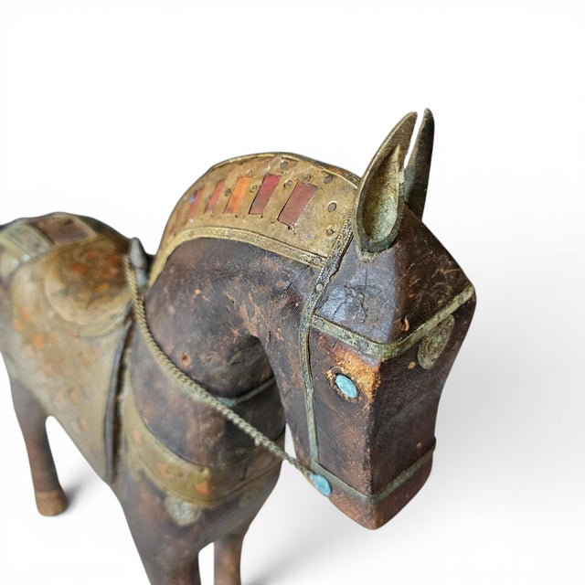 Vintage Anglo-Indian Brass Clad Marwari Horse Sculpture For Sale - Image 10 of 18
