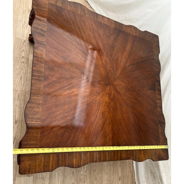 Vintage Cocktail Coffee Table Ball Claw Legs Large Square Shape Chippendale For Sale - Image 11 of 12