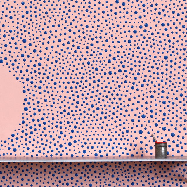 Wood Blue Dots IV - Original Contemporary Geometric Abstract Painting on Wood by Jamie Burmeister For Sale - Image 7 of 10