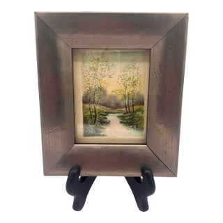 Vintage 1920s Framed Watercolor by w.c. Vincent – Serene River Scene For Sale