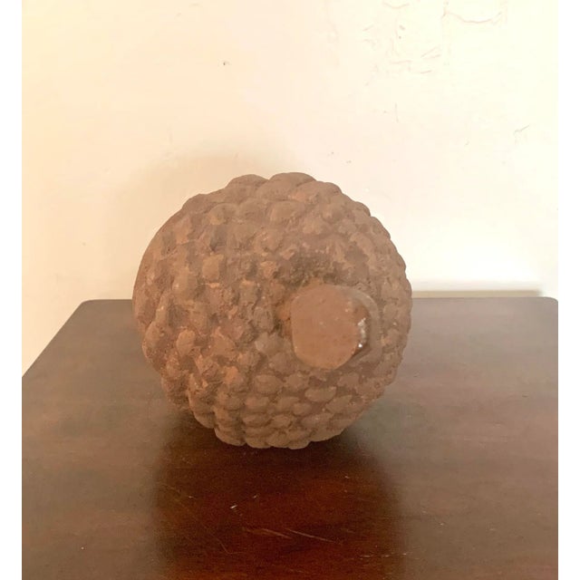 Vintage Faux Rusted Metal Finish Ceramic Large Acorn Figure For Sale - Image 4 of 5