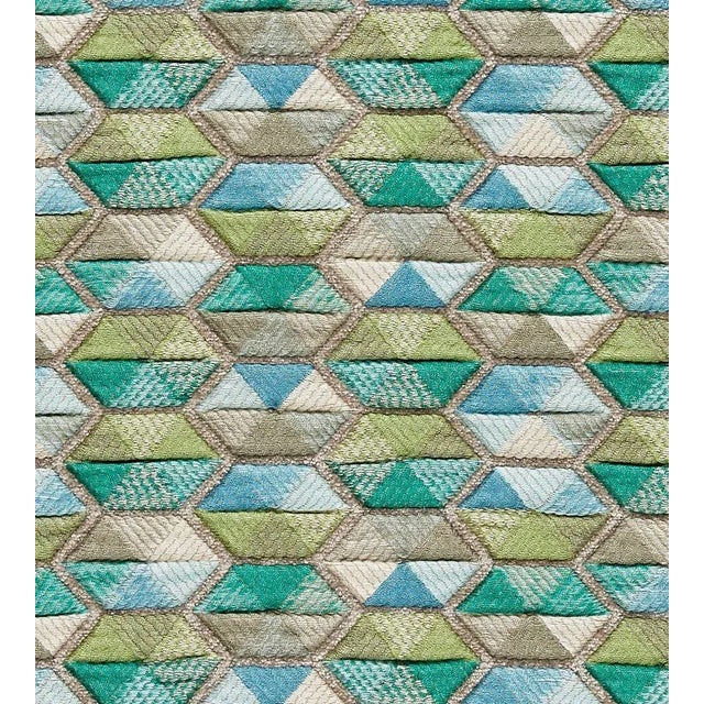 Sample - The House of Scalamandré Carousel Fabric, Aqua For Sale