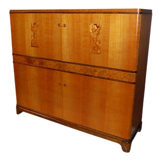 Swedish Art Deco Intarsia Storage, Bar Cabinet For Sale