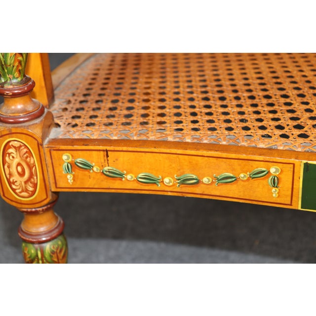 1940s English Adams Style Cane Back Bergere Armchair For Sale - Image 5 of 7